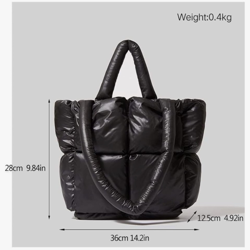 Chic Black Puffer Tote Bag - Picture 6 of 10